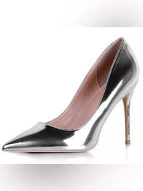 NIB [Elisabet Tang] Silver Leather Slip-On Stiletto Pump High Heels Women’s 9.5